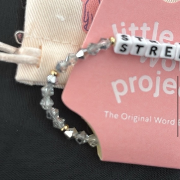 Little Words Project “Strength” Stretch Bracelet size Small/Medium Light Silver - Picture 2 of 6